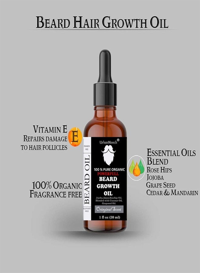 UrbanMooch Beard Gooming Kit for Men | Organic Beard Growth Oil | Boar Bristle Beard Brush Combo Set | Promotes Beard Growth, Nourishes | Grow & Style Your Beard The Way You Want - Image 2